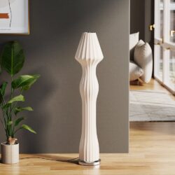 104cm H Modern White LED Novelty Floor Lamp Chrome Base with Foot Switch for Bedroom Living Room