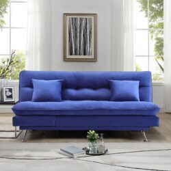 190cm Blue Sofa Bed Fabric Upholstered Tufted with 3 Seater