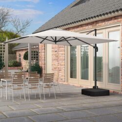 3 x 3 m Square Cantilever Parasol Outdoor Hanging Umbrella for Garden and Patio with Petal Water Tank