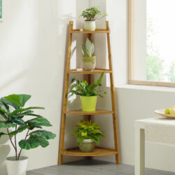 5 Tier Corner Ladder Wood Shelf Plant Flower Display Storage Rack