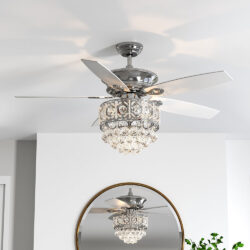 52 Inch LED Ceiling Fan 5 Blades Crystal Chandelier