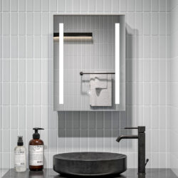 60cm Height Modern LED Illuminated Bathroom Mirror Cabinet with Socket