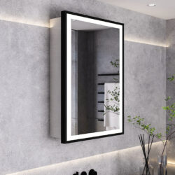 70cm Height LED Light Mirror Cabinet Single Door with Demister Film IP44 Frame