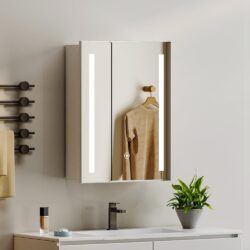 70cm Height Modern LED Illuminated Bathroom Mirror Cabinet with Socket