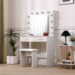 80cm W New Hollywood Dressing Table Set with Large Lighted Mirror