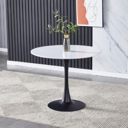 90cm Dia Modern Round Dining Tables Tulip Table with Metal Base