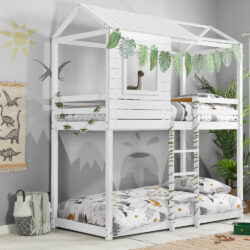 Adventure - Single - Kids House Style Bunk Bed - White - Wooden - 3ft - Happy Beds
