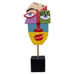 Alton Resin Abstract Face Art Sculpture In Multicolored