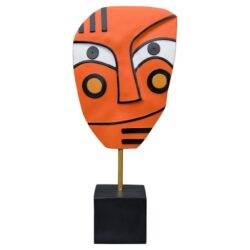 Alton Resin Abstract Face Art Sculpture In Orange