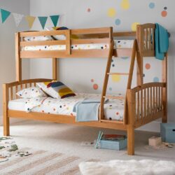 American - Kids Triple Sleeper Bunk Bed - Pine - Wooden - 3ft and 4ft - Happy Beds