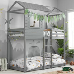 Angola Wooden Single Bunk Bed In Grey