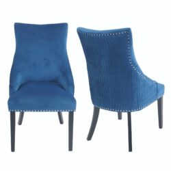 Annabelle Pleated Back Velvet Dining Chairs - Set of 2 - Navy
