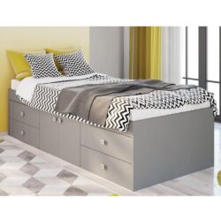 Arctic - Single - Kids Low Sleeper 4 Drawer Storage Bed - Grey - Wood - 3ft - Happy Beds
