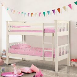 Barcelona - Single - Kids White Solid Pine Wooden Bunk Bed Frame - 3ft - Happy Beds