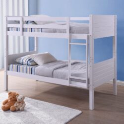 Bedford - Single - Kids White Wooden Bunk Bed - 3ft - Happy Beds