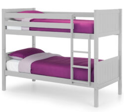 Bella - Single - Kids Bunk Bed - Light Grey - Wooden - 3ft - Happy Beds