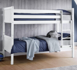 Bella - Single - Kids Bunk Bed - White - Wood - 3ft - Happy Beds