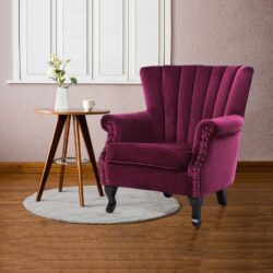 Blue Velvet Wingback Chair Upholstered Armchair