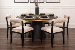 Brewster 6-8 Seat Black Dining Table and Six Hera Dining Chairs