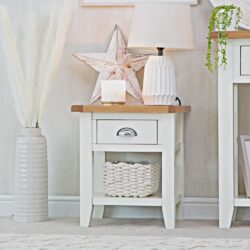 Chester White Painted Oak 1 Drawer Large Lamp Table
