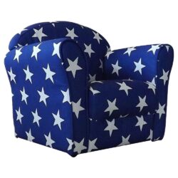 Children's Patchwork Mini Arm Chair - Blue/White - Fabric - Happy Beds