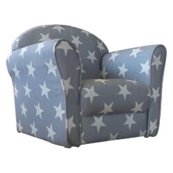 Children's Patchwork Mini Arm Chair - Grey/White - Fabric - Happy Beds