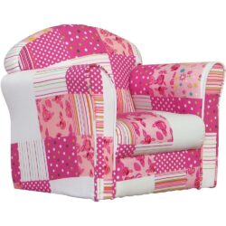 Children's Patchwork Mini Arm Chair - Pink - Fabric - Happy Beds