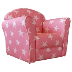 Children's Patchwork Mini Arm Chair - Pink/White - Fabric - Happy Beds