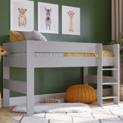 Coast - Single - Kids Mid Sleeper Bed - Grey Wooden - 3ft - Happy Beds