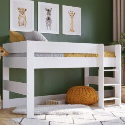 Coast - Single - Kids Mid Sleeper Bed - White Wooden - 3ft - Happy Beds
