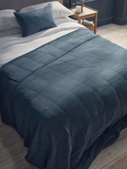Cotton Quilted Bedspread - French Blue