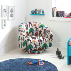 Disney - Marvel Comics Kids Accent Swivel Chair - Cream - Fabric - Happy Beds