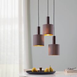Eglo Concessa 1 3 Lamp Pendant Ceiling Light - Cappuccino & Gold