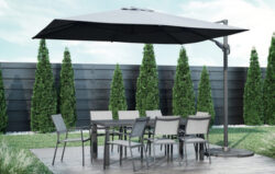Havana - 8 Seater Dining Set and Parasol - Graphite