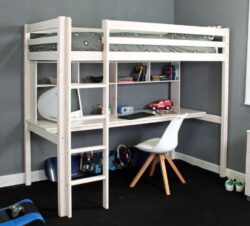 Hit - Kids High Sleeper Bed Frame - White - Wooden - 3ft - Happy Beds