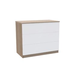 House Beautiful Honest Wide Chest of Drawers - Oak Effect Carcass, Gloss White Slab Drawer Fronts (W) 900mm x (H) 756mm