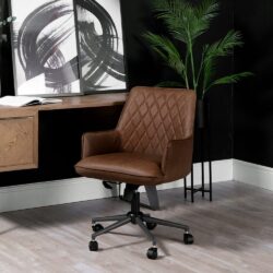 Industrial Brown Diamond Stitch Office Chair