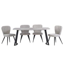 Ivan Carlos Grey Stone Dining Table With 6 Valko Grey Chairs
