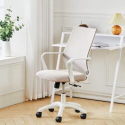 Khaki Fabric Swivel Chair Computer Ergonomic Office Chair