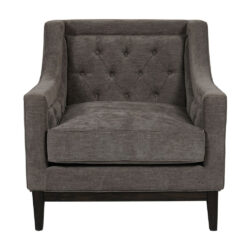 Libra Interiors Theodore Buttoned Armchair in Warm Grey