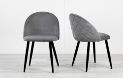 Lille Dining Chair - Set of 2 - Grey Velvet