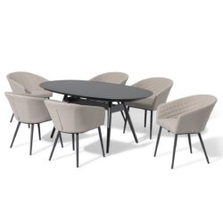 Maze Outdoor Ambition Oval Dining Set in Oatmeal / 6 Seater