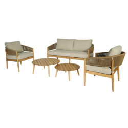 Maze Outdoor Porto Rope Weave Lounge Set in Sandstone / 2 Seater