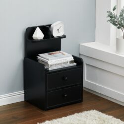 Minimalist Black/White Wooden Bedside Table with Drawers