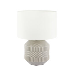 Olivia's Terrie Geo Textured Ceramic Table Lamp in Grey