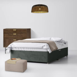 Small Single - Divan Bed - With Storage - Dark Grey - Velvet - 2ft6 - Happy Beds