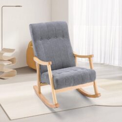 Solid Wood Rocking Chair with Velvet Upholstered