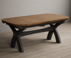 Extending Olympia 180cm Oak and Charcoal Grey Painted Dining Table