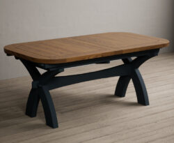 Extending Olympia 180cm Oak and Dark Blue Painted Dining Table