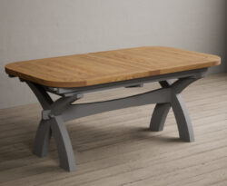 Extending Olympia 180cm Oak and Light Grey Painted Dining Table